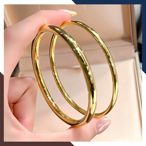 Vòng Tay Vàng Nữ Trơn 10k Bản Mập 5mm LTVN195 – Tinh Giản, Sang Trọng & Thời Thượng