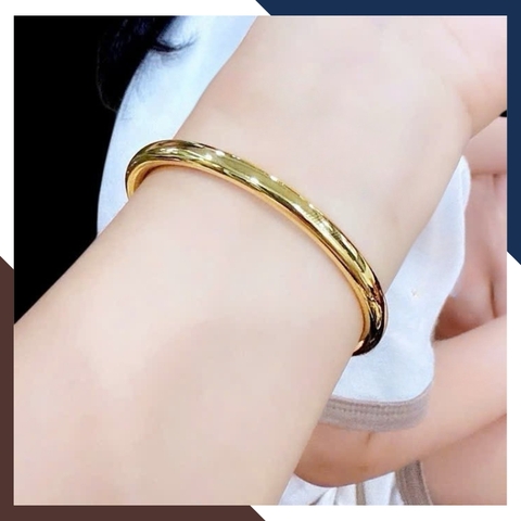 Vòng Tay Vàng Nữ Trơn 10k Bản Mập 5mm LTVN195 – Tinh Giản, Sang Trọng & Thời Thượng