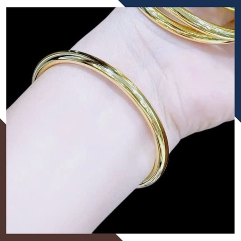 Vòng Tay Vàng Nữ Trơn 10k Bản Mập 5mm LTVN195 – Tinh Giản, Sang Trọng & Thời Thượng