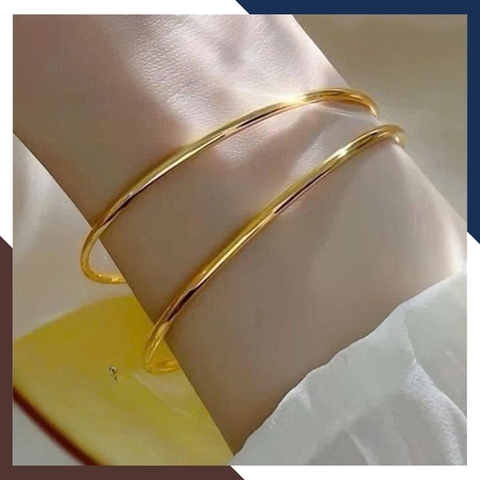 Vòng Tay Vàng Nữ Trơn 10k Bản Nhỏ 2.5mm LTVN196 – Kiểu Khoá Ngoài Tinh Tế, Sang Trọng