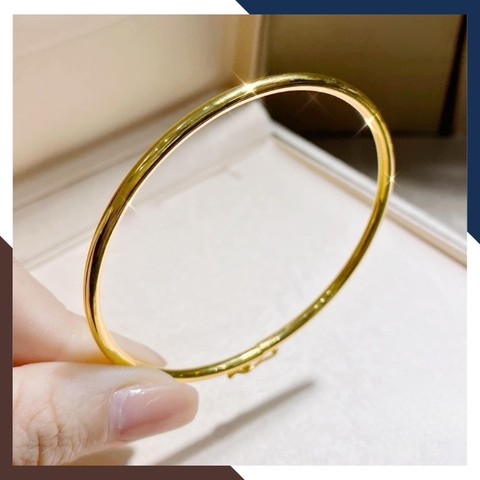 Vòng Tay Vàng Nữ Trơn 10k Bản Nhỏ 2.5mm LTVN196 – Kiểu Khoá Ngoài Tinh Tế, Sang Trọng