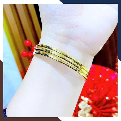 Vòng Tay Vàng Nữ Trơn 10k Bản Nhỏ 2.5mm LTVN196 – Kiểu Khoá Ngoài Tinh Tế, Sang Trọng