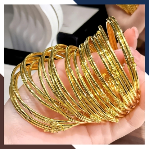 Vòng Tay Vàng Nữ Trơn 10k Bản Nhỏ 2.5mm LTVN196 – Kiểu Khoá Ngoài Tinh Tế, Sang Trọng