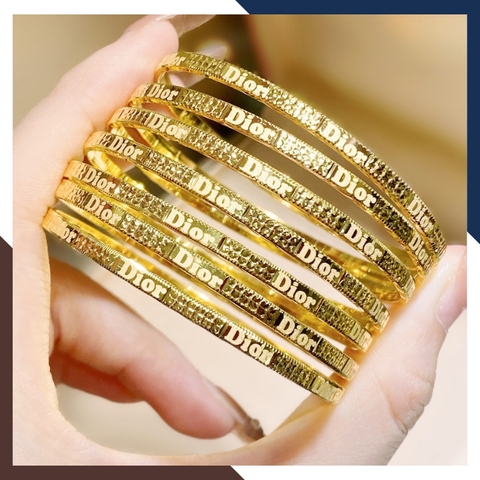 Bộ vòng ximen vàng, vòng tuần vàng tây 10k khắc chữ dior cho nữ đẹp mã TL492
