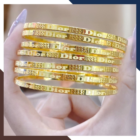 Bộ vòng ximen vàng, vòng tuần vàng tây 10k khắc chữ dior cho nữ đẹp mã TL492