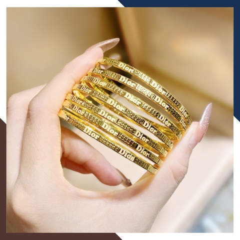 Bộ vòng ximen vàng, vòng tuần vàng tây 10k khắc chữ dior cho nữ đẹp mã TL492