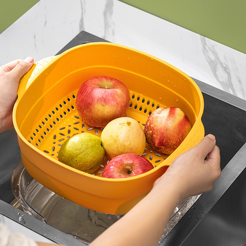 Bộ chậu rổ đựng và rửa rau, hoa quả 2 lớp đa năng CCKO CK9319 cao cấp