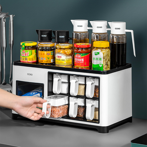 Kệ đựng gia vị kèm 6 lọ đựng gia vị CCKO CK8702 cao cấp