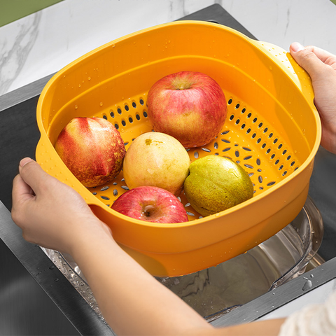 Bộ chậu rổ đựng và rửa rau, hoa quả 2 lớp đa năng CCKO CK9319 cao cấp