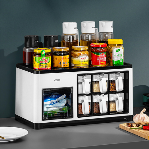 Kệ đựng gia vị kèm 6 lọ đựng gia vị CCKO CK8702 cao cấp