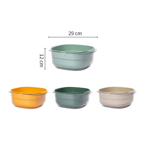 Bộ chậu rổ đựng và rửa rau, hoa quả 2 lớp đa năng CCKO CK9319 cao cấp