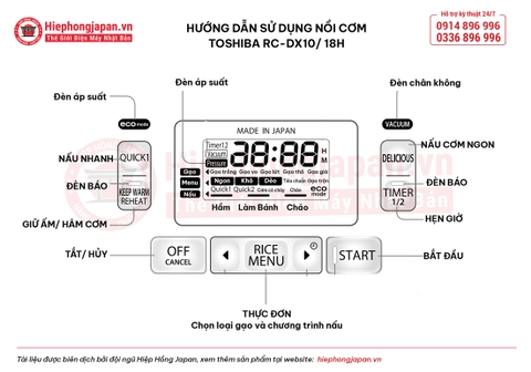 Hướng dẫn sử dụng nồi cơm điện cao tần Toshiba RC-DX10h / 18H