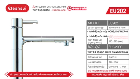 Máy lọc nước Mitsubishi Cleansui EU202 chính hãng Nhật Bản