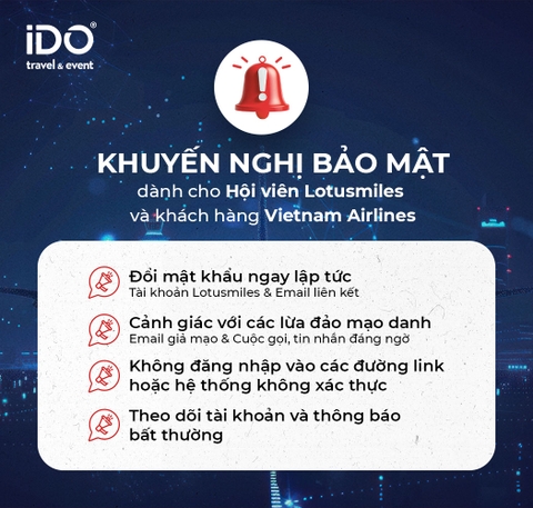 Khuyến nghị bảo mật dành cho hội viên Lotusmiles và khách hàng Vietnam Airlines