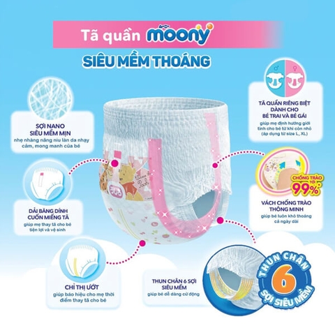 Bỉm moony sz XL 38 girl
