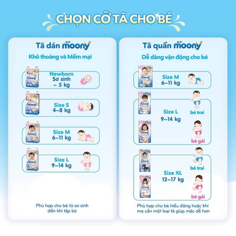 Bỉm dán hiệu Moony size S58