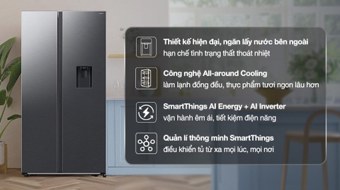 Tủ lạnh Samsung Inverter 578 lít Side By Side RS57DG410EB4SV