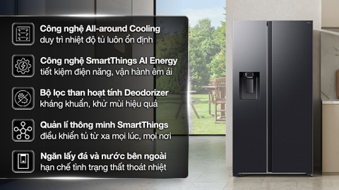 Tủ lạnh Samsung Inverter 635 lít Side By Side RS70F65K2FSV