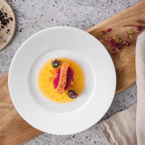 Đĩa sứ Baralee Simple Plus Flat Plate wide rim 27 cm