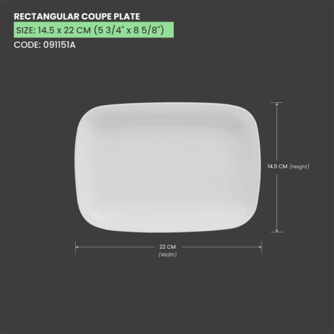 Đĩa sứ Baralee Simple plus Rectangular Plate 14.5*22cm