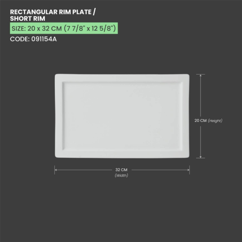 Đĩa sứ Baralee Simple plus Rectangular Rim Plate 20*32cm
