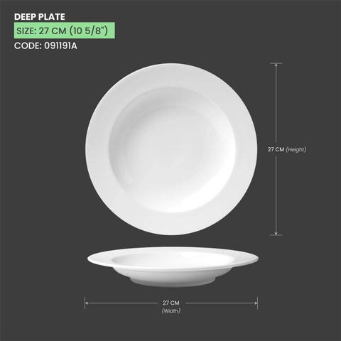 Đĩa sứ Baralee Simple Plus Deep Plate 27 cm