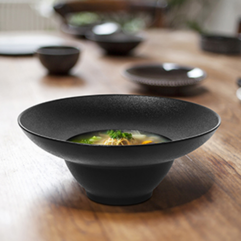 Bát/chén sứ Baralee FINE PLUS Elite Deep Bowl 24cm Wide Arch Rim Black Sand