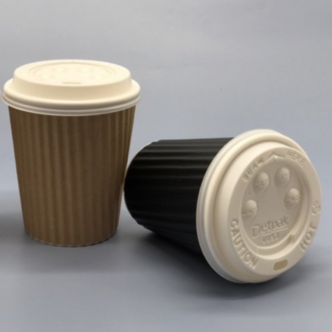 Set 40 Ly giấy đồ uống nóng gợn sóng màu đen 12oz - RRHC 12oz BL BLACK