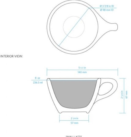 Bộ đĩa và Ly sứ NotNeutral White LINO Sm Latte Cup & Saucer, 240ml