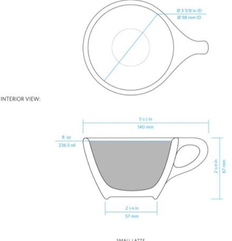 Bộ đĩa và Ly sứ NotNeutral Black LINO Sm Latte Cup & Scr, 240ml