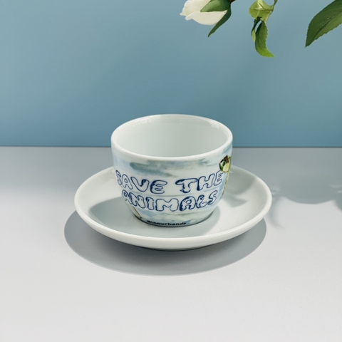 Bộ đĩa và Ly sứ Ancap Cappuccino In our hands, 190ml