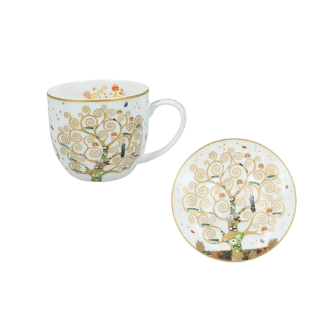 Bộ 2 ly sứ Carmani Set 2 cups with saucers - G. Klimt, Tree of Life 250ml