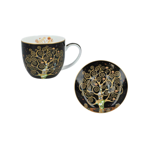 Bộ 2 ly sứ Carmani Set 2 cups with saucers - G. Klimt, Tree of Life 250ml