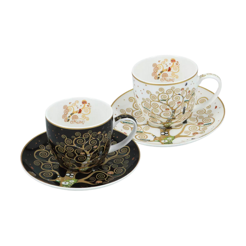 Bộ 2 ly sứ Carmani Set 2 cups with saucers - G. Klimt, Tree of Life 250ml