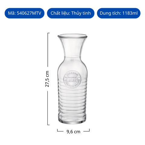 Bình thủy tinh Bormioli Rocco Officina 1825 Jug 1183ml