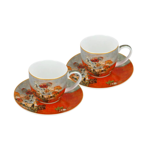 Bộ 2 ly sứ Carmani Set 2 cups with saucers - V. Van Gogh, Roses and Zillets 250ml