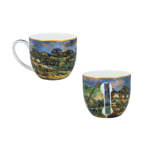 Bộ 2 ly sứ Carmani Set 2 cups with saucers - V. Van Gogh, Barish huts 250ml