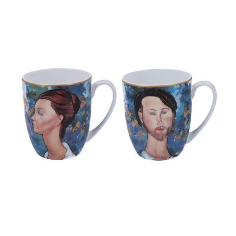 Set 2 ly sứ Carmani A. Modigliani Lunia Czechowska and Leopold Zborowski - 450ml