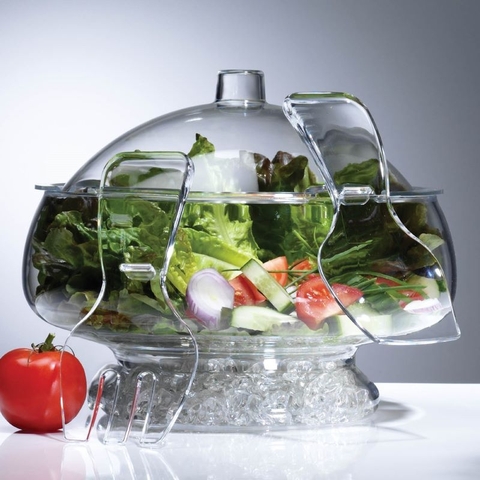 Thố nhựa Salad On Ice with Dome Lid, Acrylic Salad Bowl & Servers Prodyne