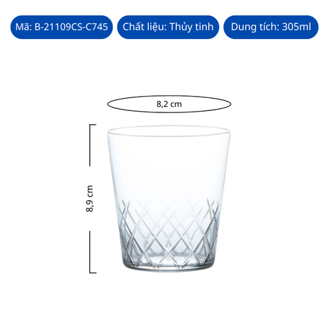 Ly thủy tinh Toyo Sasaki Tumbler Usurai Cut Rocks 305ml