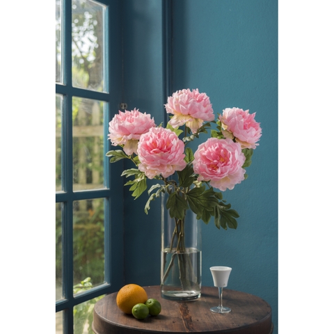 Hoa vải - Artificial flowers - Hoa mẫu đơn màu hồng nhạt