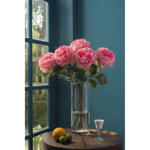 Hoa vải - Artificial flowers - Hoa mẫu đơn màu hồng đậm