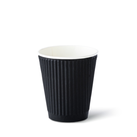 Set 40 Ly giấy đồ uống nóng gợn sóng màu đen 12oz - RRHC 12oz BL BLACK