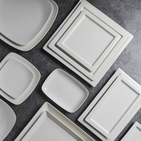 Đĩa sứ Baralee Simple plus Rectangular Rim Plate 15*27cm