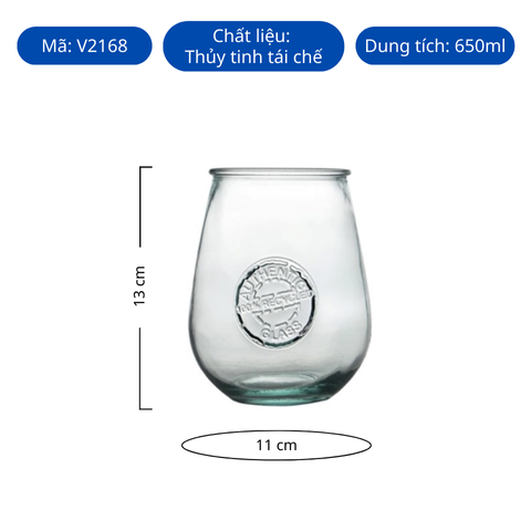 Ly thủy tinh tái chế VSM Vaso Balon Authentic 650ml