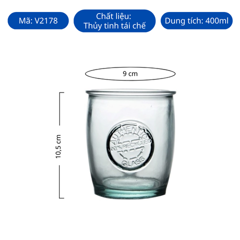 Ly thủy tinh tái chế VSM Vaso Authentic Bajo 400ml