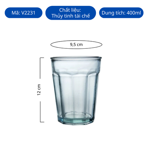 Ly thủy tinh tái chế VSM Vaso Casual 400ml