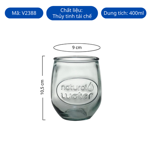 Ly thủy tinh tái chế VSM Vaso Water Ovalado 400ml