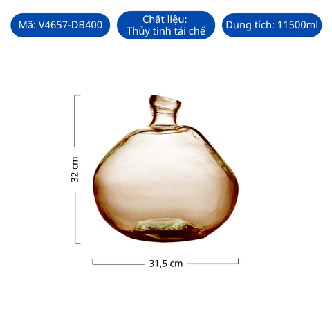 Bình hoa thủy tinh tái chế VSM Jarron Simplicity Màu nâu 33cm