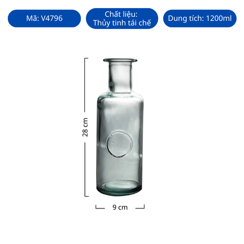 Bình hoa thủy tinh tái chế VSM Florero Botella Authentic 28cm